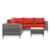 Grey Wicker Outdoor Sofa with Small Table - 5 Seat